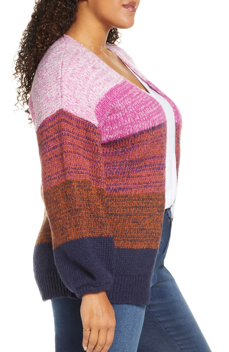 BP. Blouson Sleeve Ombré Cardigan, Alternate, color, 