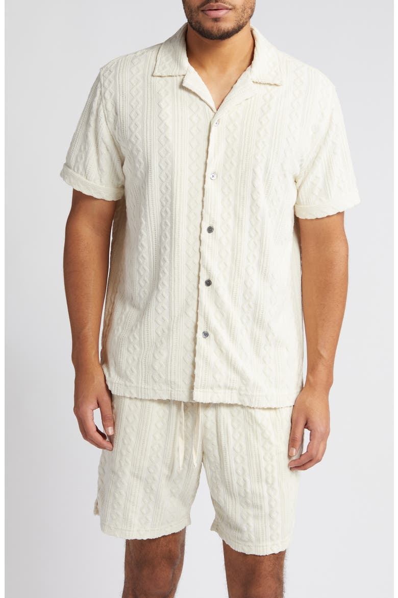 Maverick Textured Knit Camp Shirt, Main, color, ECRU