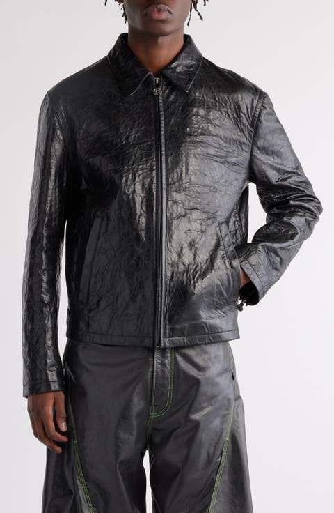 Crinkled Lambskin Leather Jacket