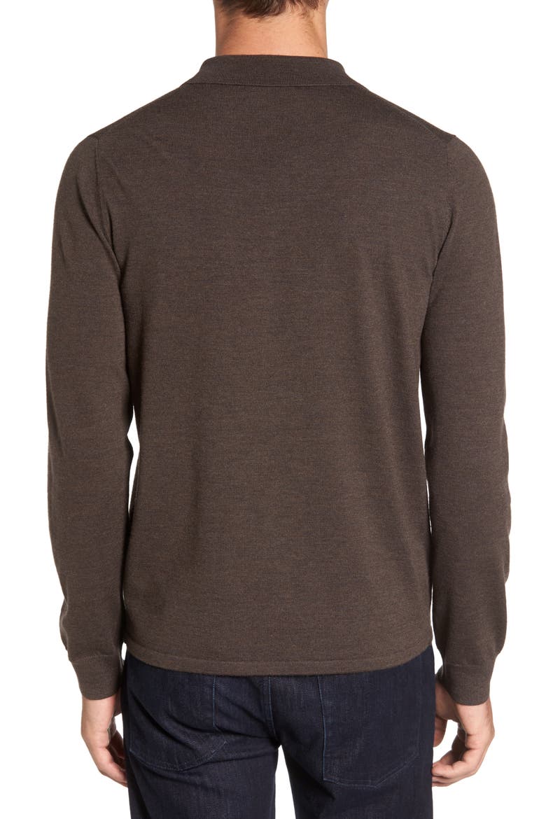 Merino Wool Polo Sweater, Alternate, color, BROWN FAWN