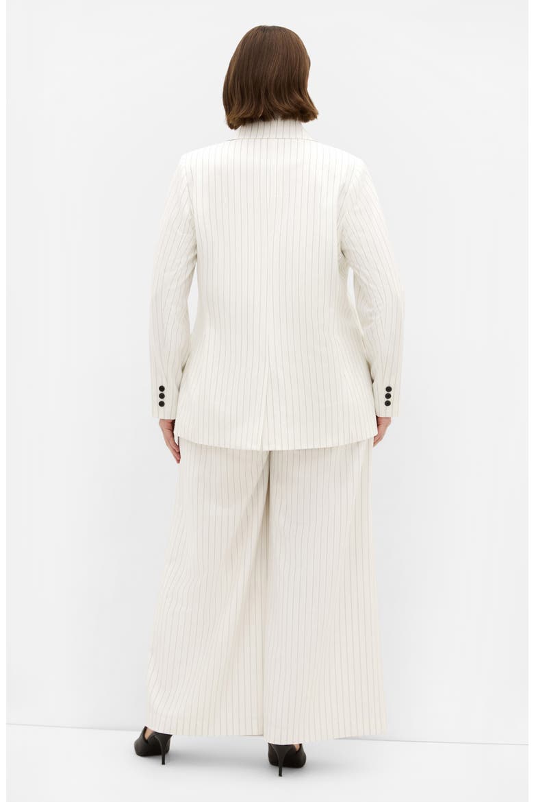 Pinstripe Double Breasted Jacket, Alternate, color, IVORY PINSTRIPE