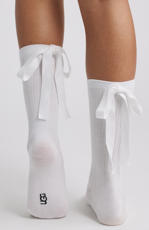Ugg(r) Serenella Bow Cotton Blend Crew Socks In White