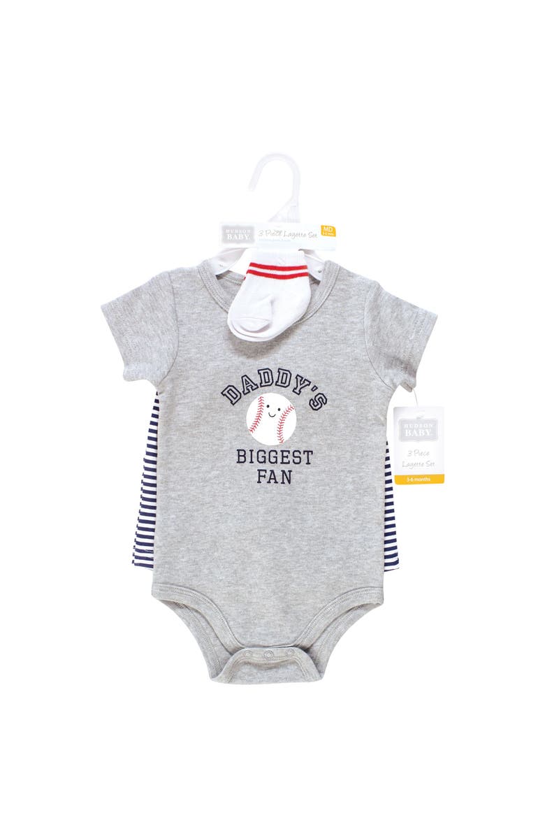 Hudson Baby Bodysuit, Short and Sock, Alternate, color, Baseball Biggest Fan