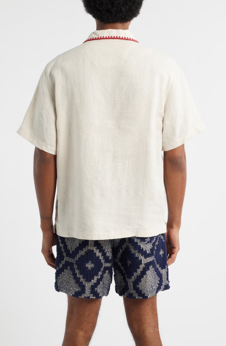 OAS Bronc Girona Short Sleeve Linen Button-Up Shirt, Alternate, color, Beige