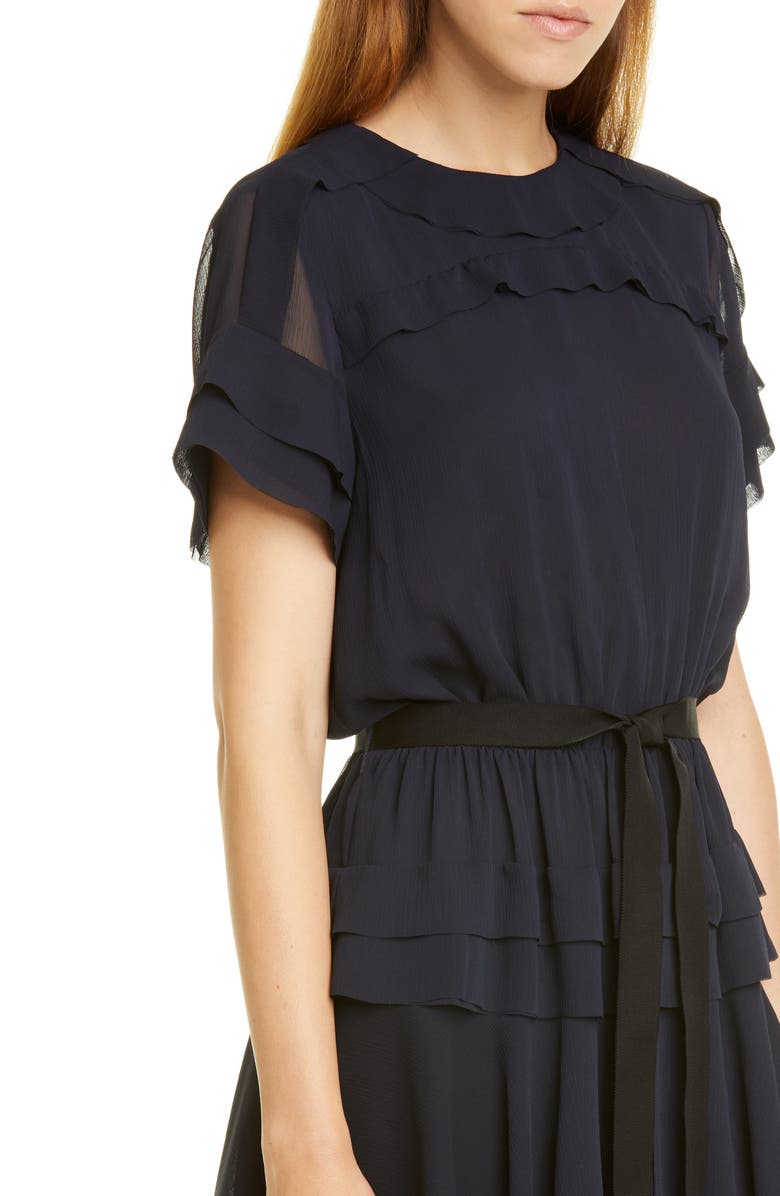 JASON WU GREY Jason Wu Ruffle Crinkled Chiffon Dress, Alternate, color, 