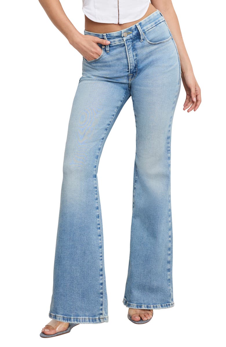 Good American Dolly Joleans Flare Jeans, Main, color, Indigo1019