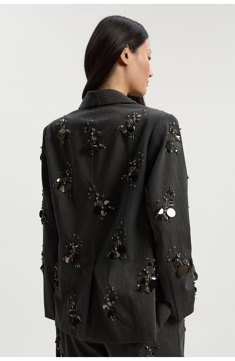 Karen Millen Embellished Single-Breasted Blazer, Alternate, color, Grey
