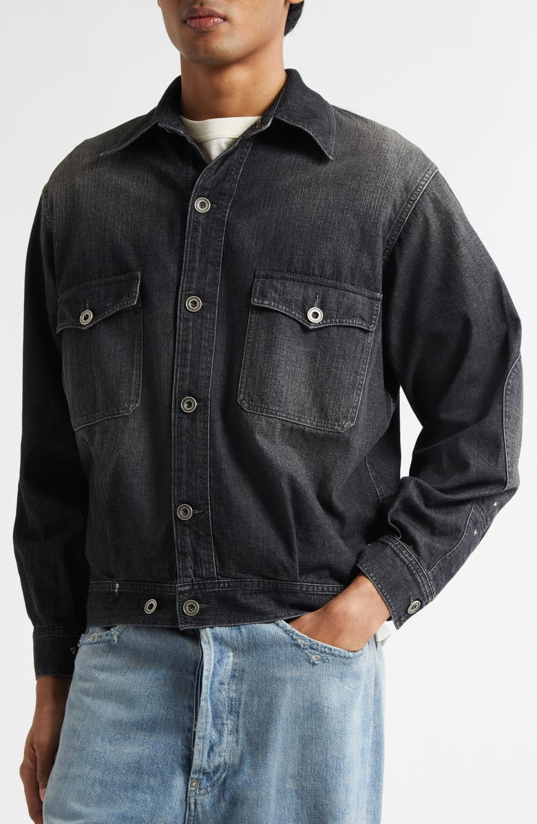 Maison Margiela Distressed Denim Jacket, Alternate, color, Black