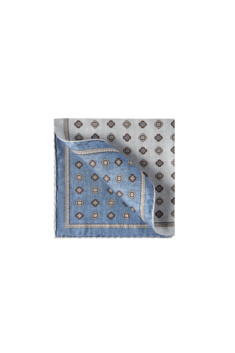 Silk pocket square with medallion design, Alternate, color, Grey