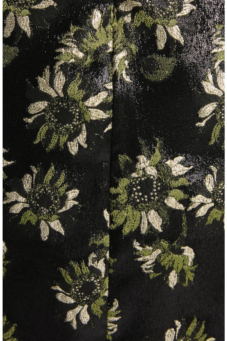 Puff Sleeve Sunflower Jacquard Shift Dress, Alternate, color, BLACK