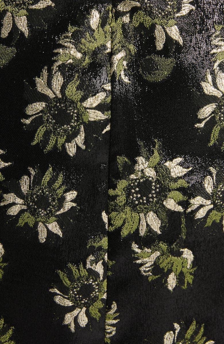 McQueen Puff Sleeve Sunflower Jacquard Shift Dress, Alternate, color, Black