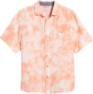 Tommy Bahama Poolside Tie Dye Short Sleeve Big & Tall Linen Blend Button-Up Shirt