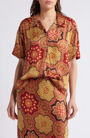 THE GREAT. The Richmond Medallion Print Camp Shirt