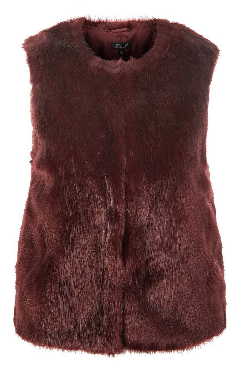 Topshop Clair Faux Fur Vest, Alternate, color,