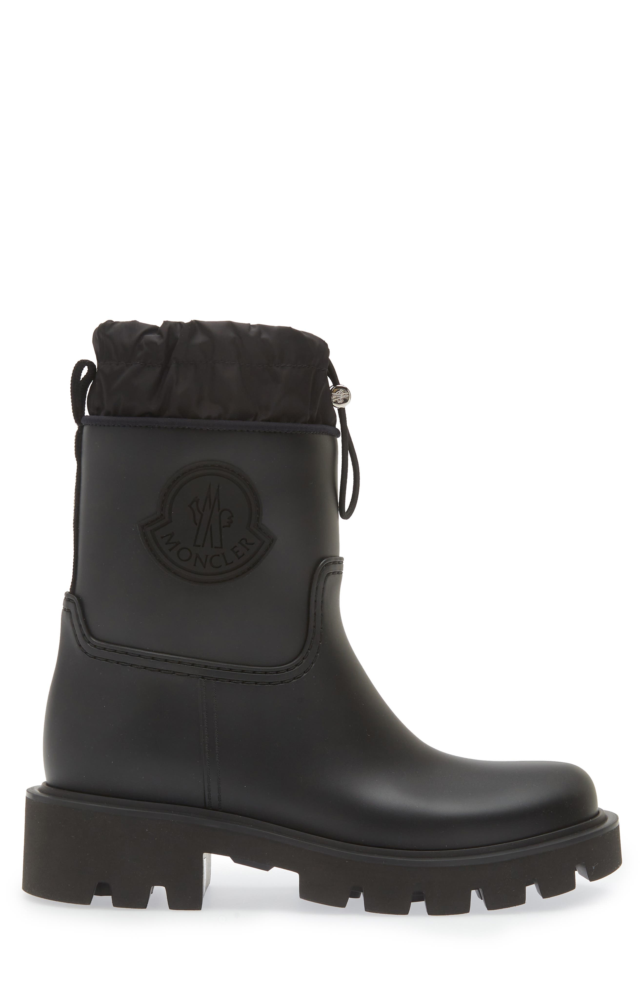 Moncler Kickstream Waterproof Rain Boot, Alternate, color, Black