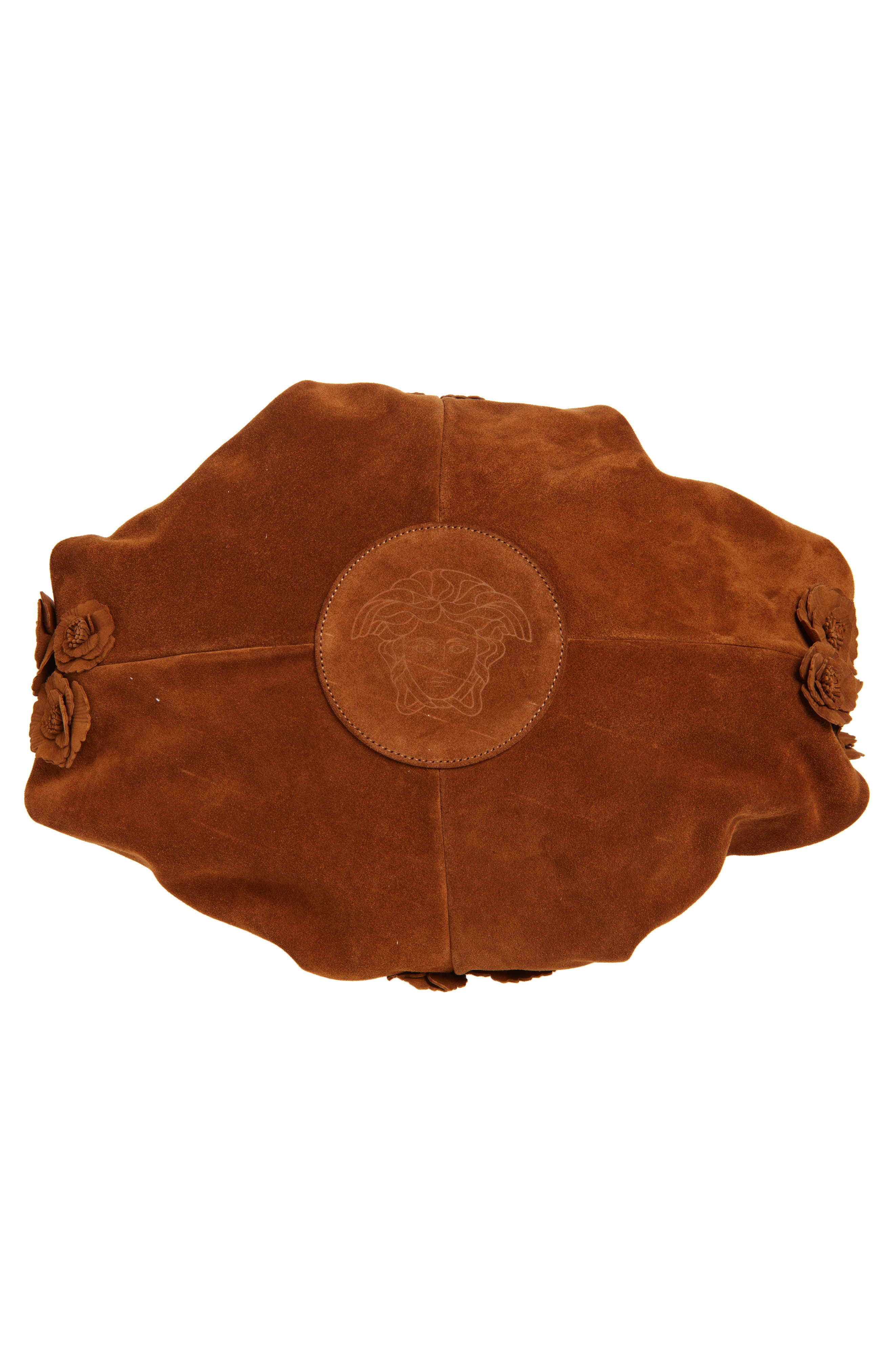 Versace Medusa 95 Rosette Suede Hobo Bag, Alternate, color, 