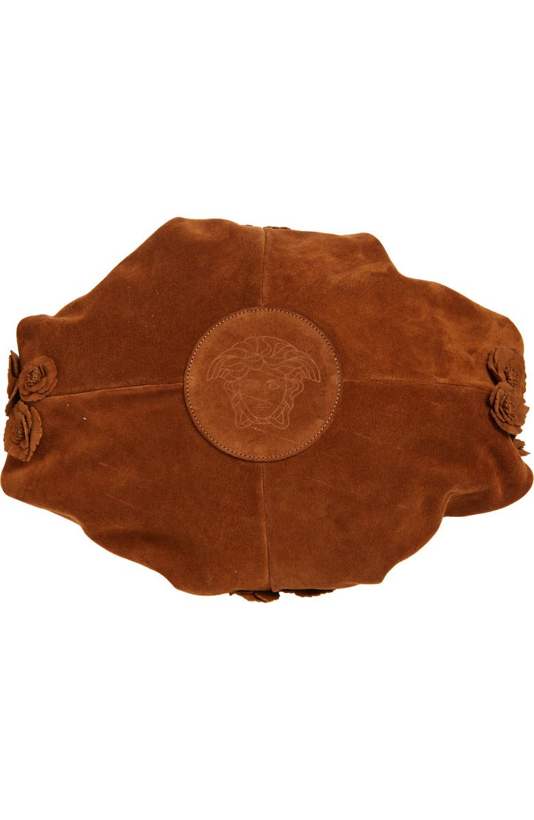 Versace Medusa 95 Rosette Suede Hobo Bag, Alternate, color,