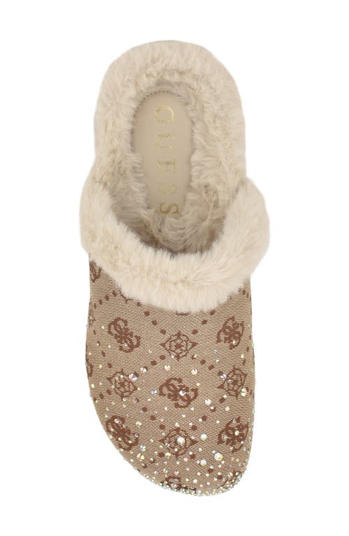 Guess Women's Gascona Embellished Cozy Slip-on Logo Clogs In Brown