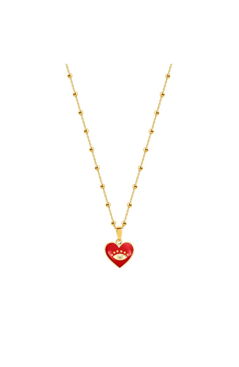 Karma and Luck Steadfast Loyalty - Evil Eye Diamond Heart Charm Necklace, Alternate, color, Gold/Red