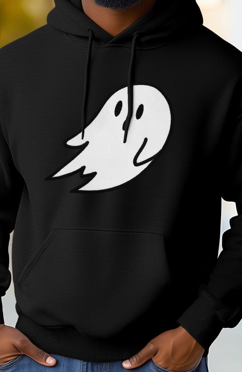 Dalix Giant Ghost Fleece Hoodie In Black