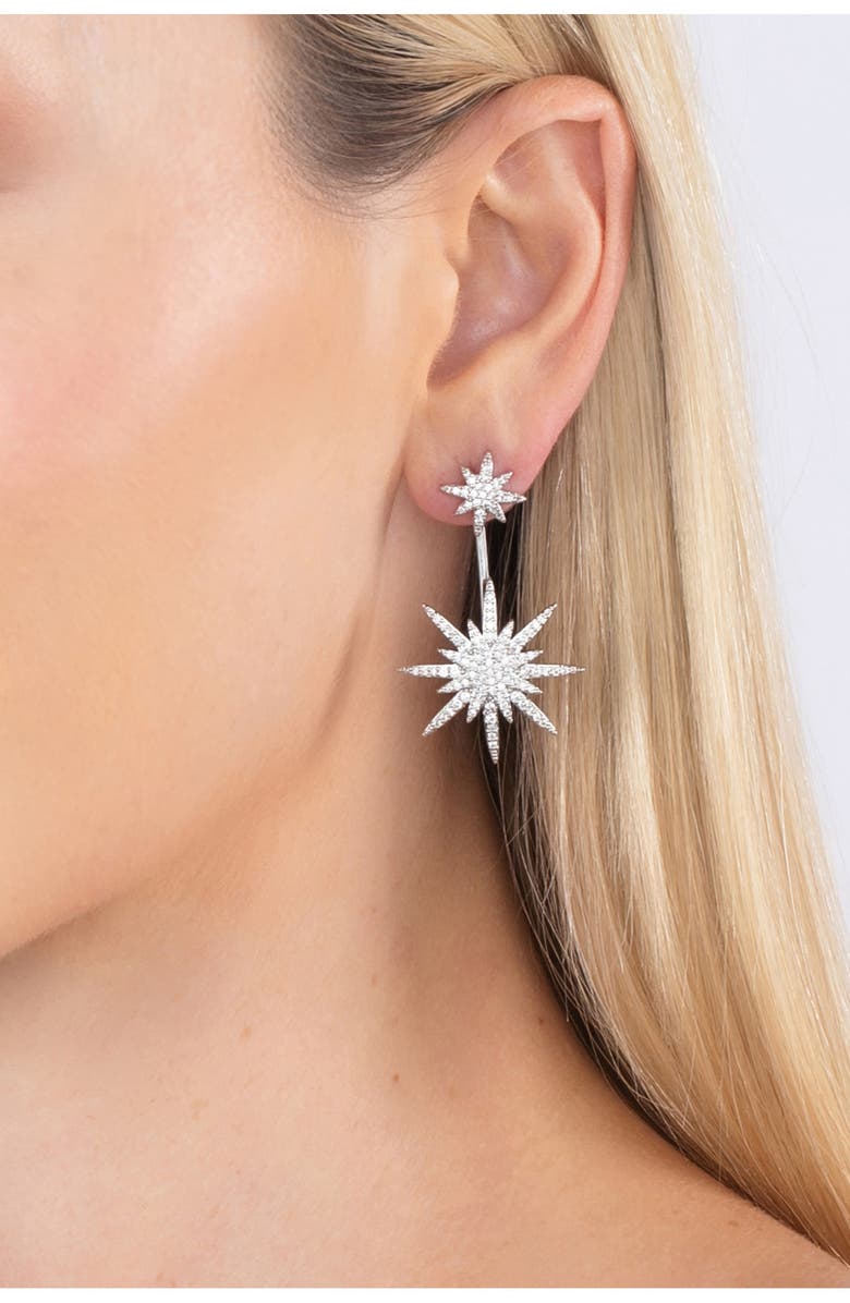 EYE CANDY LOS ANGELES North Star Cubic Zirconia Drop Earrings, Main, color, Silver
