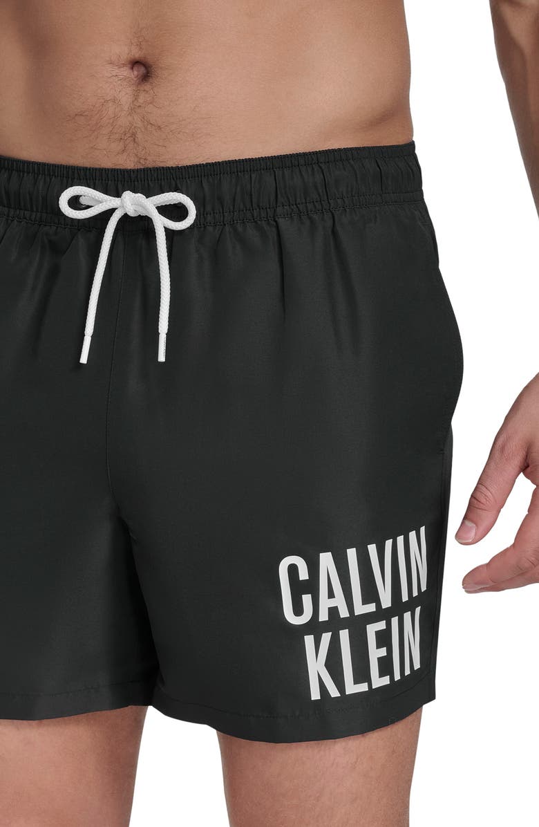 Calvin Klein CK Outline Volley Swim Trunks, Alternate, color, Black
