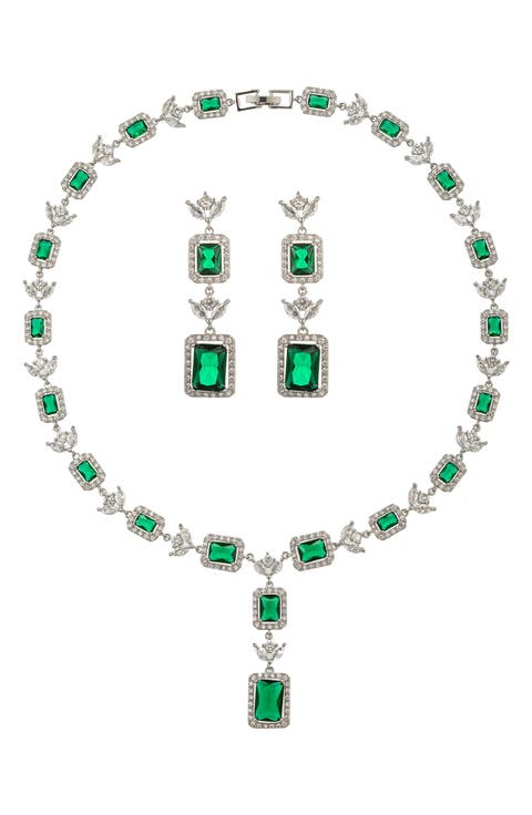 Alice Cubic Zirconia Necklace & Drop Earrings Set