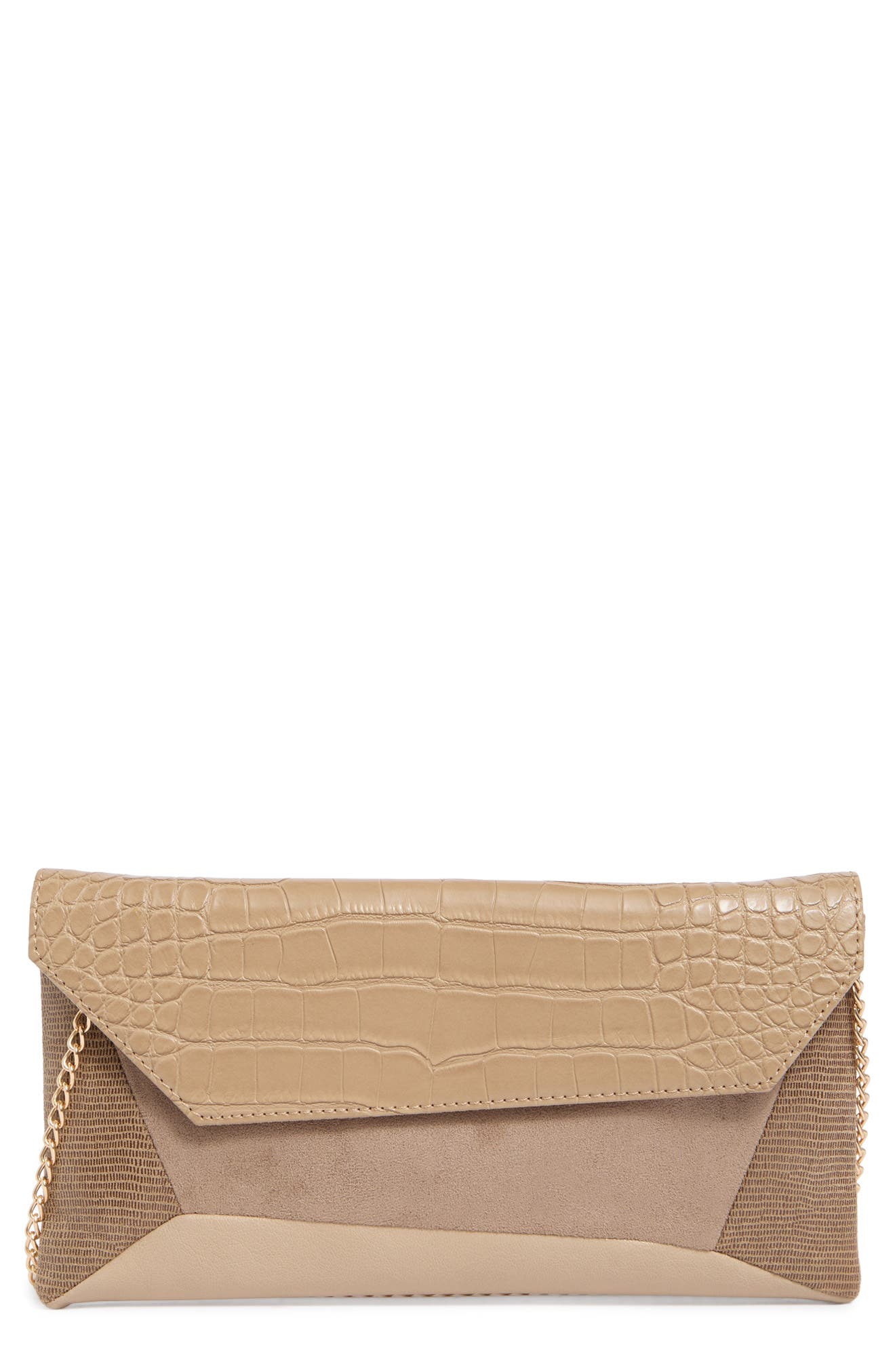 Dolce Vita Dv By  Franko Croc Embossed Faux Leather Clutch In Brown