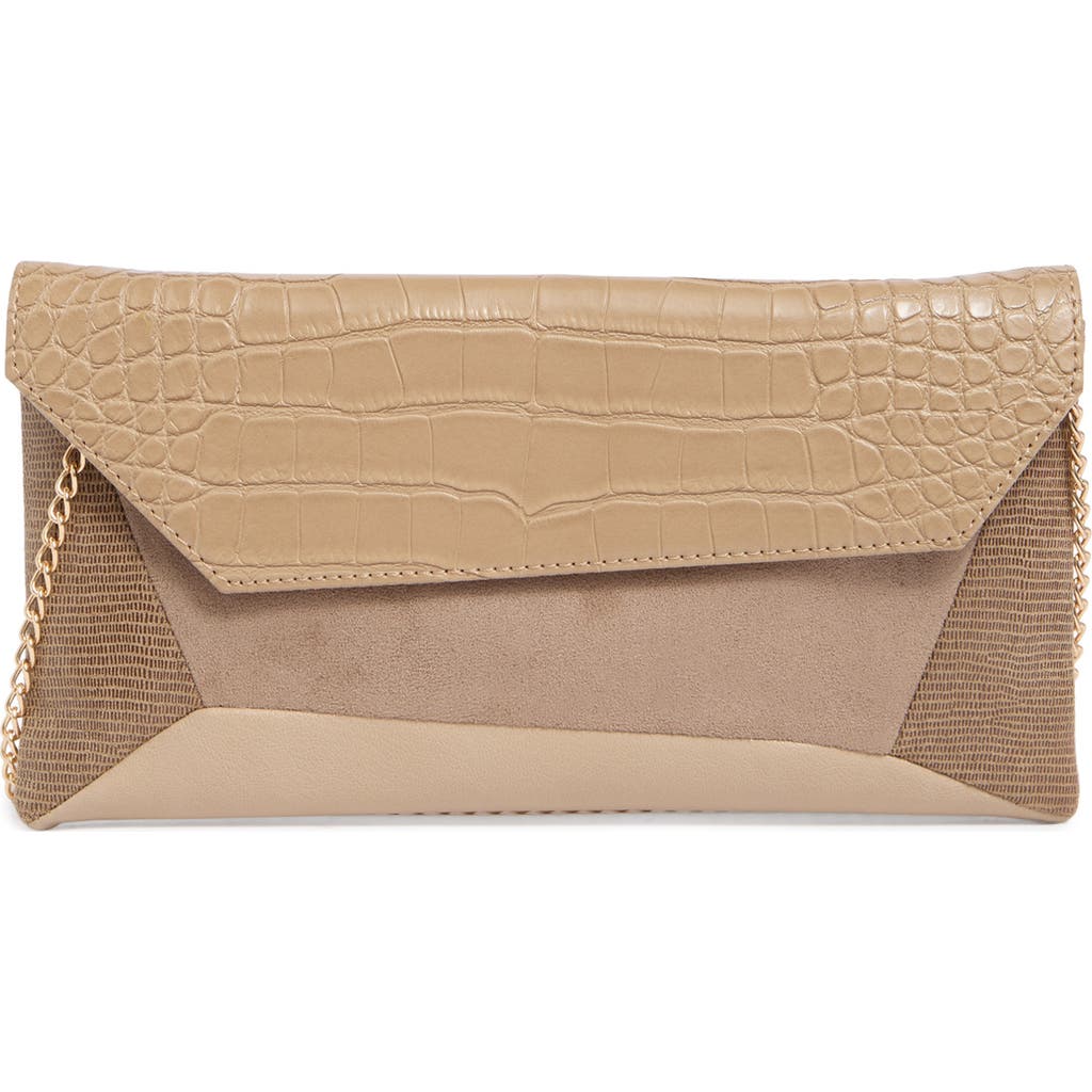 Dolce Vita Dv By Franko Croc Embossed Faux Leather Clutch In Brown