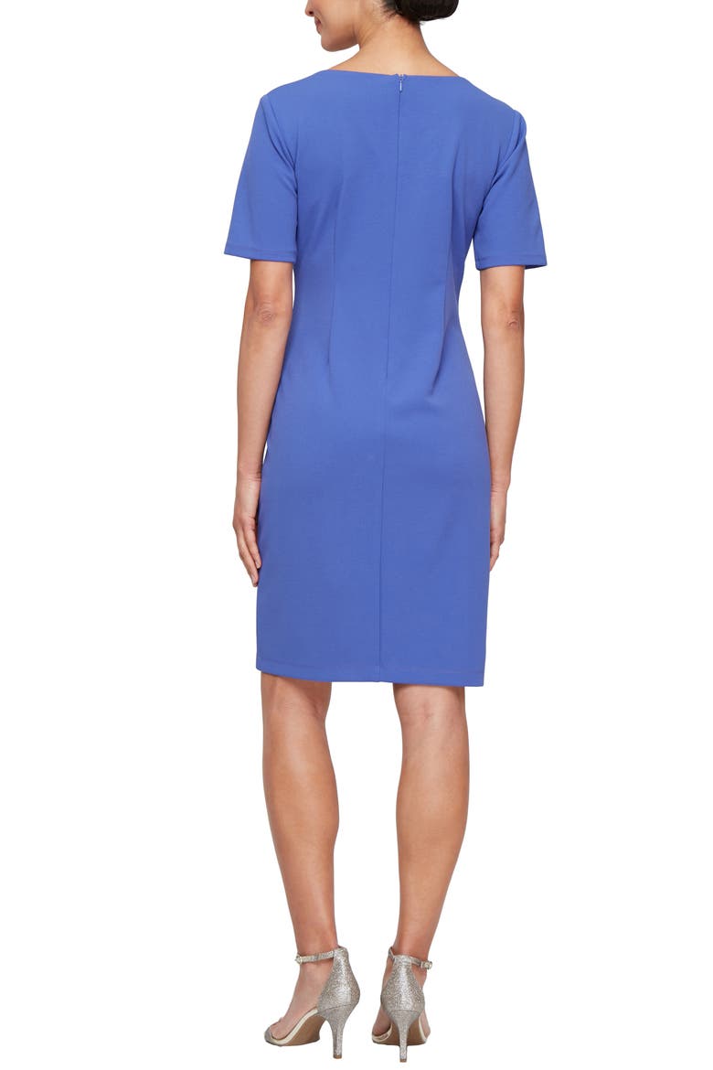 Square Neck Short Sleevce Sheath Dress, Alternate, color, BLUE VIOLET