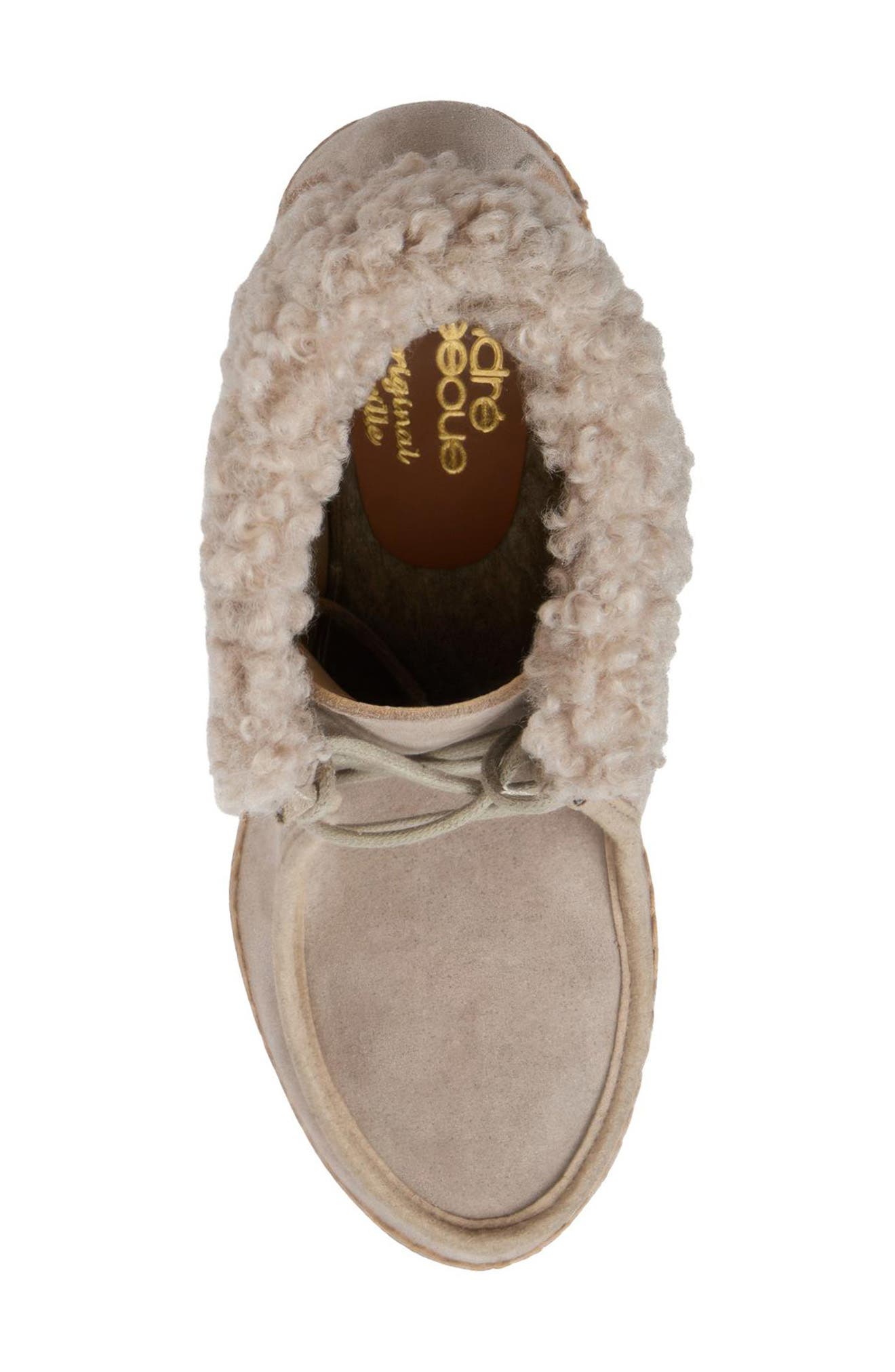 Genuine Shearling & Suede Wedge Bootie, Alternate, color, TAUPE SUEDE