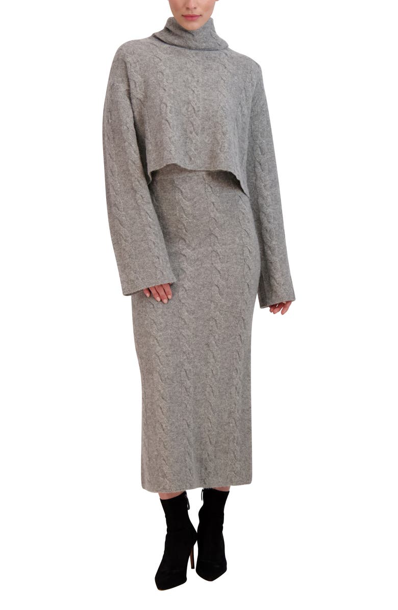 BCBGMAXAZRIA Cable Stitch Turtleneck Crop Sweater, Alternate, color, 