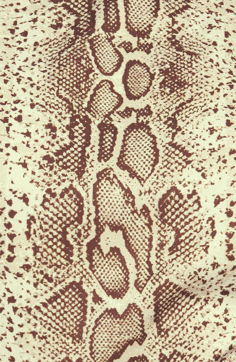 FLYING TOMATO Animal Print Puff Sleeve Midi Dress, Alternate, color, Taupe Brown