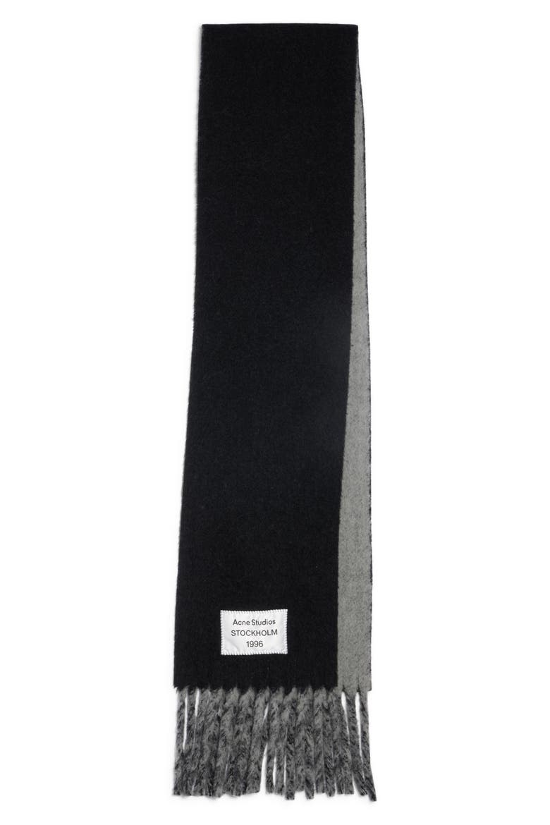 Volly Alpaca & Wool Blend Fringe Scarf, Main, color, BLACK/ GREY