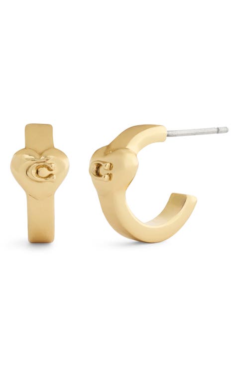 Logo Heart Huggie Hoop Earrings
