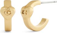 COACH Logo Heart Huggie Hoop Earrings