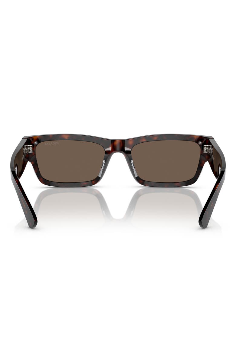 Prada 56mm Rectangular Polarized Sunglasses, Alternate, color, Havana