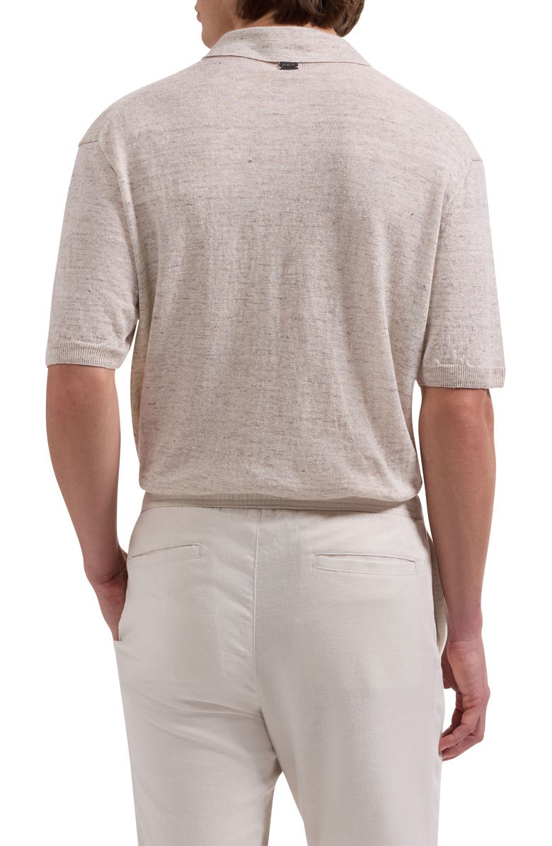 Bugatchi Linen Polo Sweater, Alternate, color, Almond