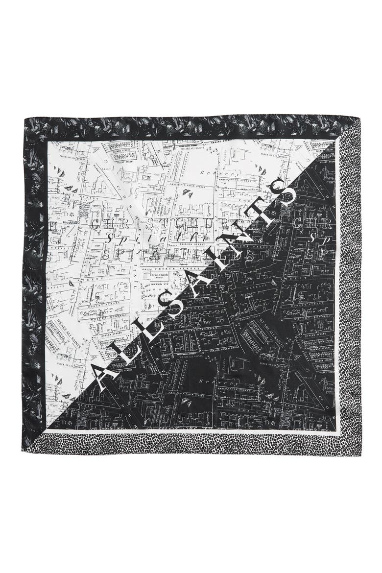 Spitalfields Splice Silk Bandana, Alternate, color, BLACK