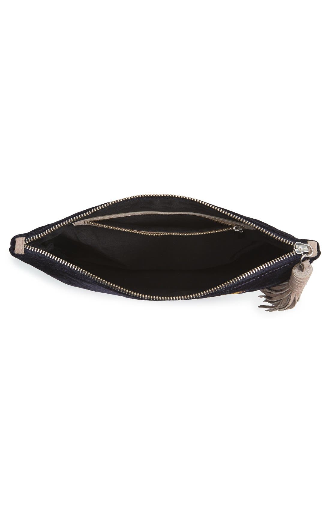 Carol Velvet Clutch, Alternate, color, BLACK
