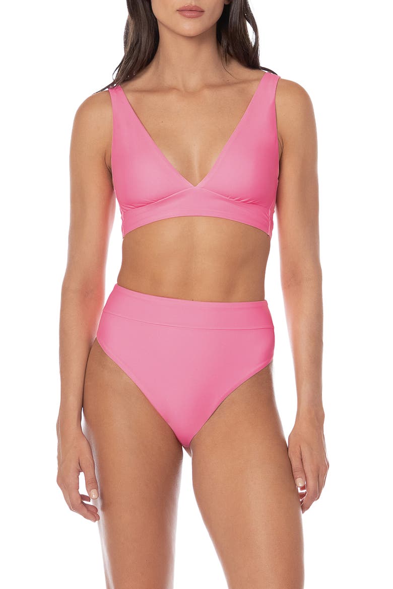 Pink Allure V-Neck Bikini Top, Alternate, color, PINK