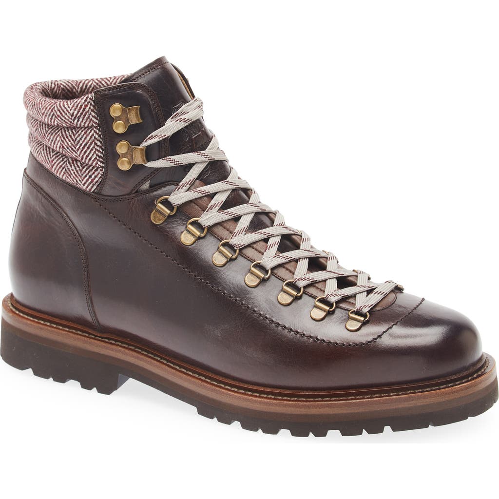 Brunello Cucinelli Herringbone Detail Leather Ankle Boots In Brown