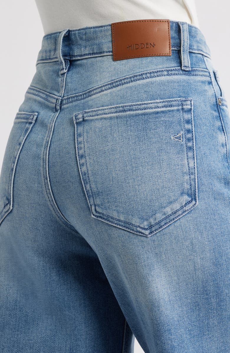 HIDDEN JEANS Frayed Hem Dad Jeans, Alternate, color, Medium Wash