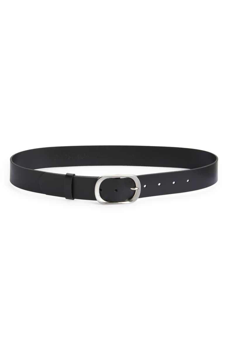 Nordstrom Oval Buckle Leather Belt, Main, color, Black
