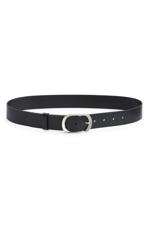 Oval Buckle Leather Belt