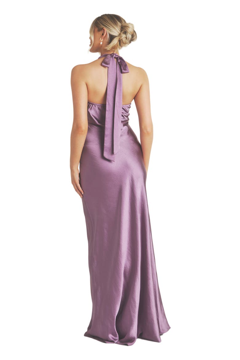 Racer Neck Satin Bridesmaid Dress, Alternate, color, Orchid