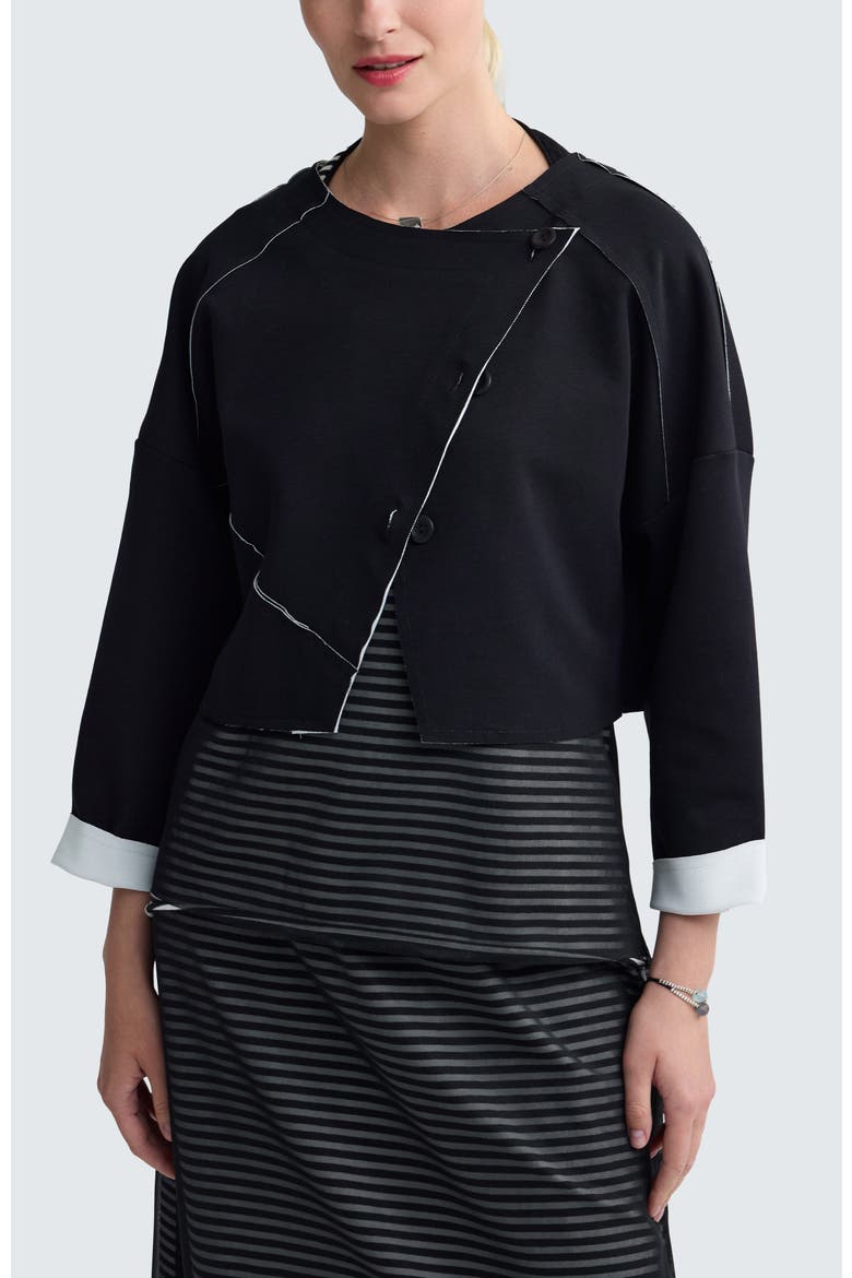 Mirelle Contrast-Stitch Cropped Jacket, Main, color, Black