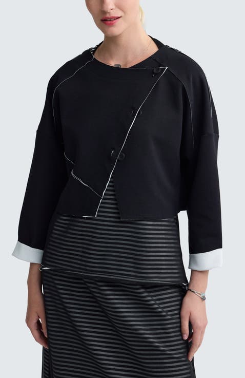 Mirelle Contrast-Stitch Cropped Jacket