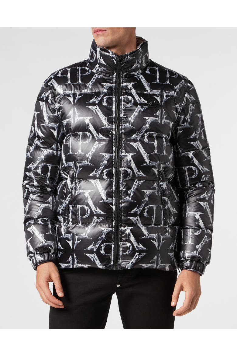 Nylon Puffer Jacket Chrome Men, Main, color, black