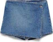 MANGO Faux Wrap Denim Skort